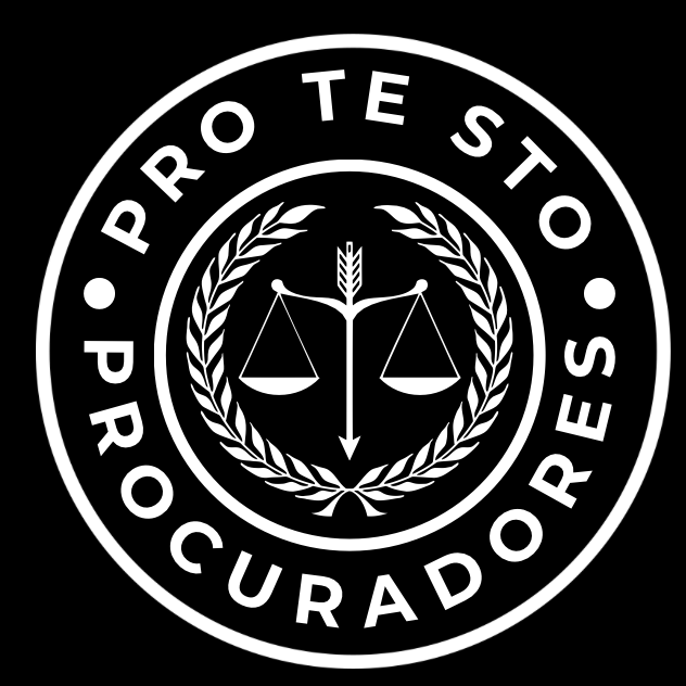 logo del despacho de procuradores Pro Te Sto Procuradores de España con fondo negro 632x632